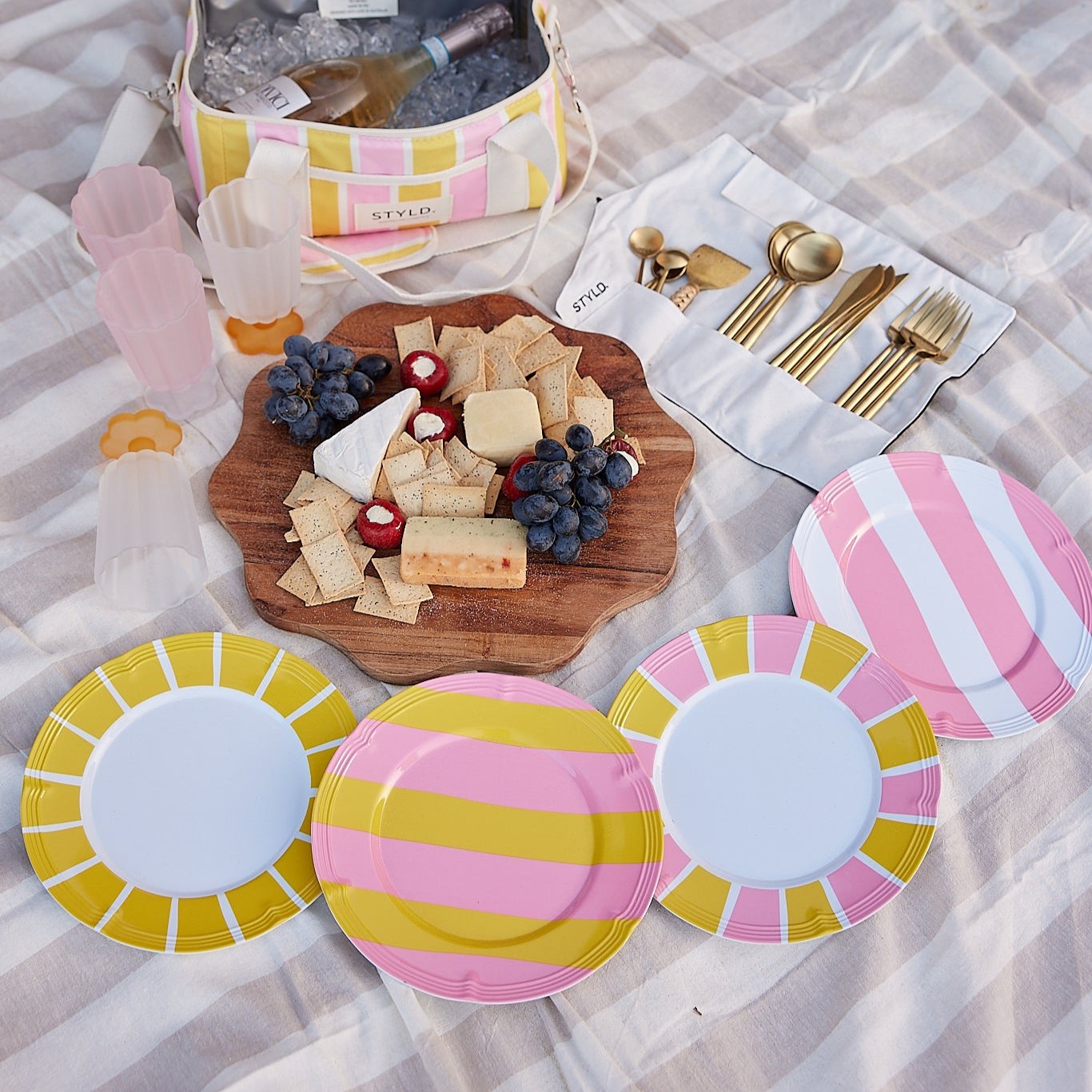 Baby, Let's Go Outside Melamine Plate Set | Striped STYLD.