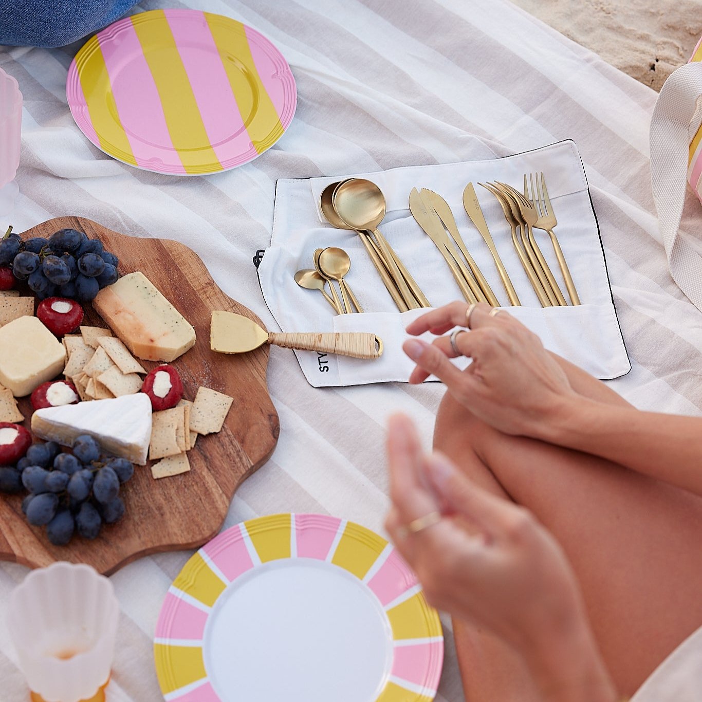 Baby, Let's Go Outside Melamine Plate Set | Striped STYLD.