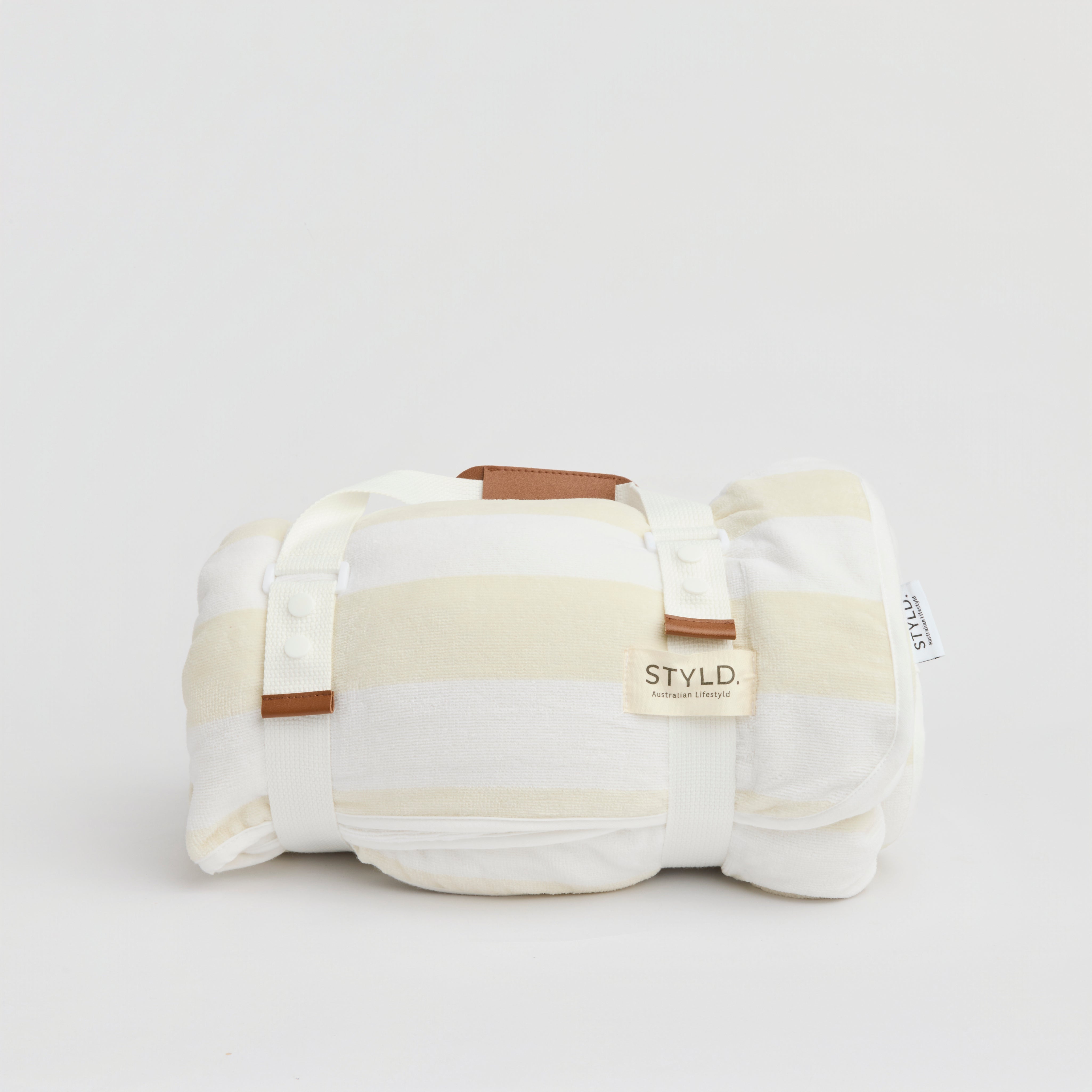 Vanilla Latte Striped Boyfriend Towel STYLD.