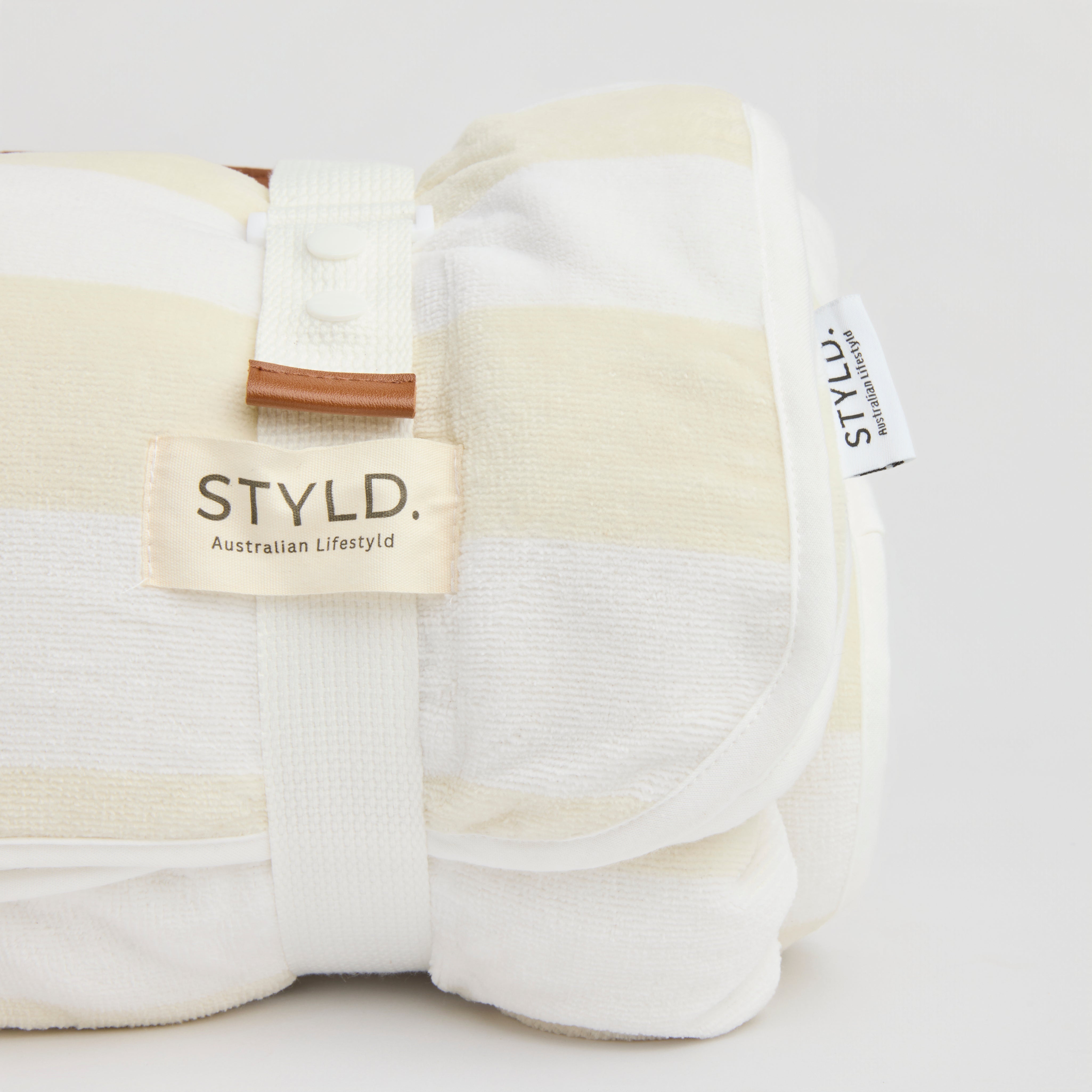 Vanilla Latte Striped Boyfriend Towel STYLD.