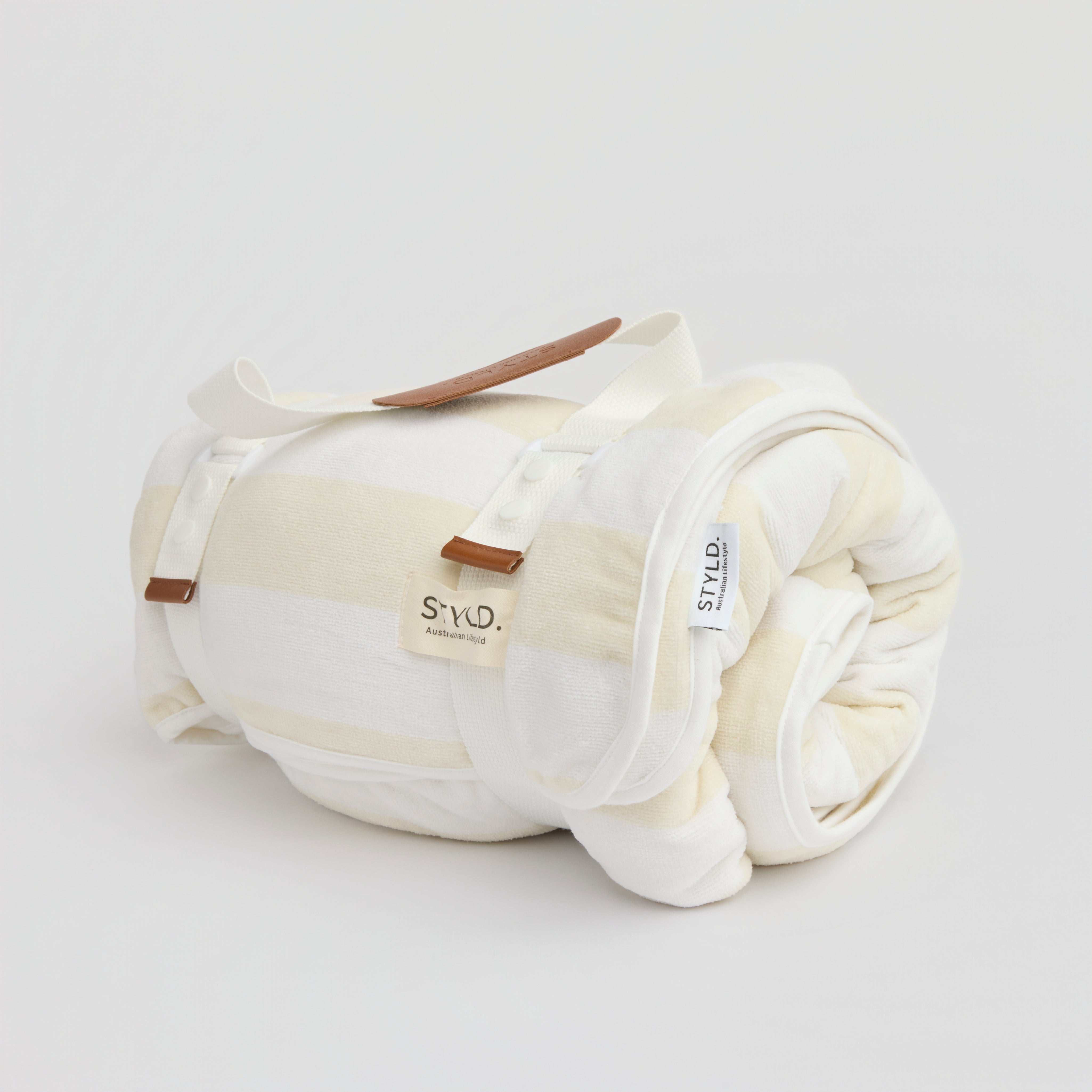 Vanilla Latte Striped Boyfriend Towel STYLD.